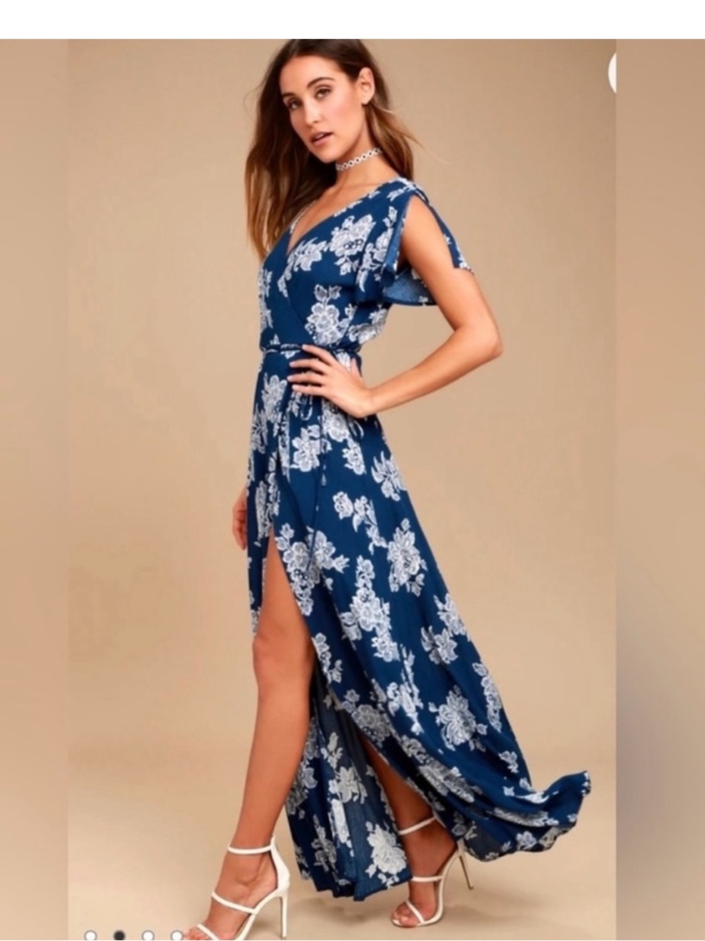 Lulus Blue Floral Maxi Dress